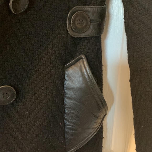 Mackage black wool jacket with leather detail in XS. - Picture 9 of 9